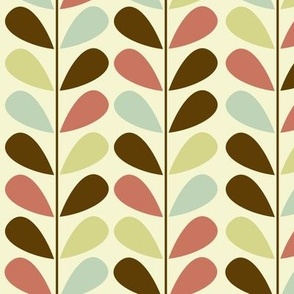 Mid Mod Mix and Match Coordinate - Retro Vines in Pink, Mint, Green, and Brown on Light Green