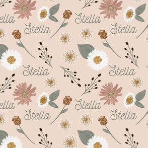 Stella: Nickainley font on Cotton Dandelions and Daisies