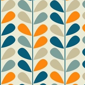 Mid Mod Mix and Match Coordinate - Retro Vines in Teal, Blue, Orange, and Tan on Lightest Green