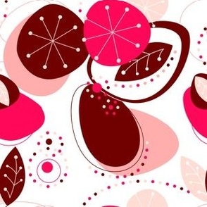 Mid Mod Mix and Match Coordinate - Abstract Fruit in Burgundy, Pink, and Fuchsia