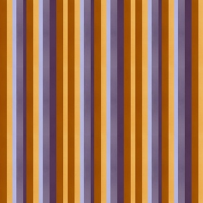 Summer vertical,barcode stripes in  Spicy brown, honeycombed yellow, lilac, lavender and purple small 6” repeat