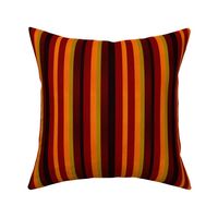 Summer Oxford barcode stripes vertical in deep red, dark orange, tan, and deep  burgundy 6” repeat 