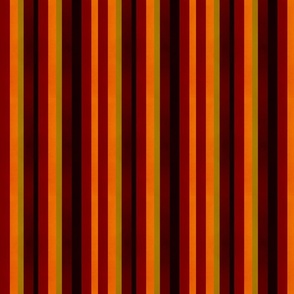 Summer Oxford barcode stripes vertical in deep red, dark orange, tan, and deep  burgundy 6” repeat 