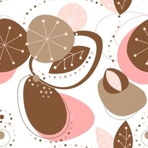 Mid Mod Mix and Match Coordinate - Abstract Fruit in Dark and Light Brown and Pink