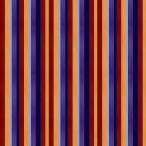 Summer Oxford barcode stripes, deep red, honeycombed orange, lilac, purple and very dark purple 6” repeat