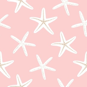 Ocean starfish on peachy pink (medium)