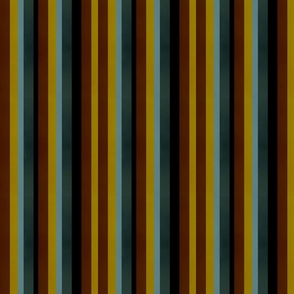 Summer Oxford barcode stripes, brown, mulberry, jonquil, grey light blue and black 6” repeat