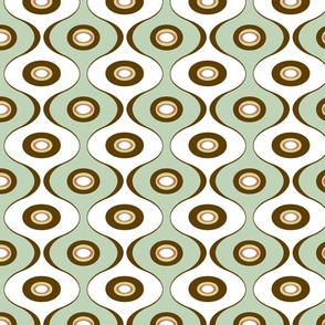 Mid Mod Mix and Match Coordinate - Retro Ogee in Mint, Brown, Pink, and Green