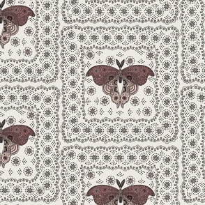 Brown and Pink Lacy Geometric Butterfly Design