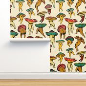 Little mushrooms, off white background