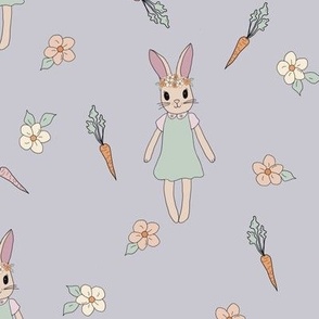 Bunny with flower crown  on Lavender