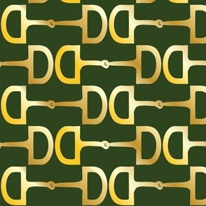 Snaffle Bits Green and Gold, yellow, geometric