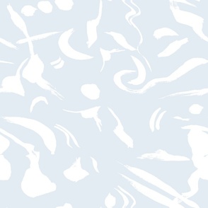 light blue background and white modern artistic brush stroke painted symbols