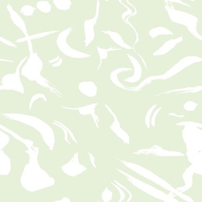 light green background and white modern artistic brush stroke painted symbols