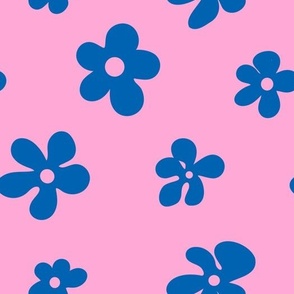 Groovy Cutout  Flowers in Pink + Electric Blue