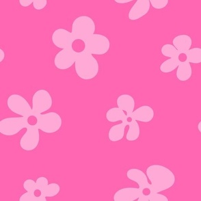 Groovy Cutout  Flowers in Tonal Bubblegum Hot Pink