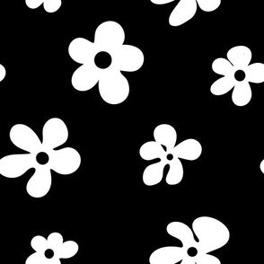 Groovy Cutout  Flowers in Black + White