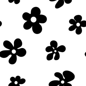 Groovy Cutout  Flowers in White + Black