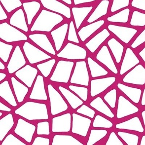 Hand Drawn Cracked Kintsugi Mosaic, Bubble Gum Pink and White (Medium Scale)