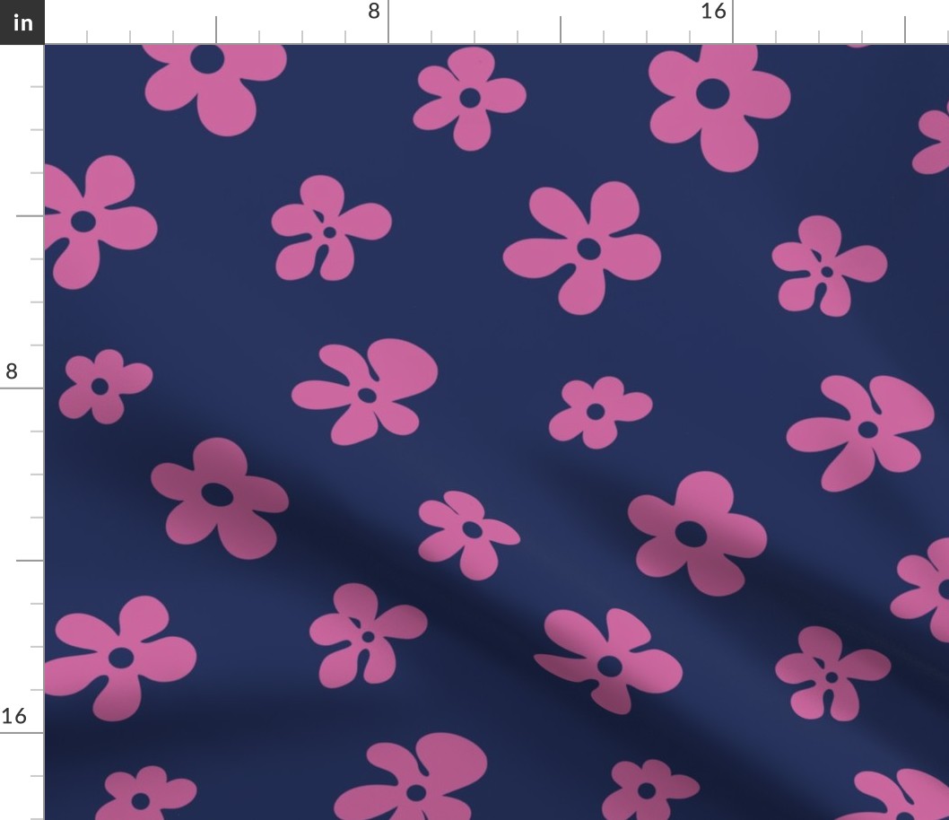 Groovy Cutout Flowers in Navy + Phlox Pink