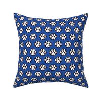 baseball in paw print on blue linen (Large)