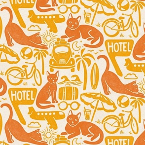 Vacation Cats - 12" large - orange, marigold, and alabaster 