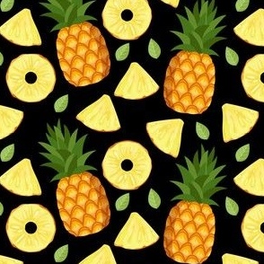 pineapples on black (Large)
