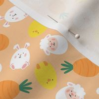 (small scale) Easter eggs - Cute Eggs - Lamb, Carrot, Bunny, Chick - pale orange - C23