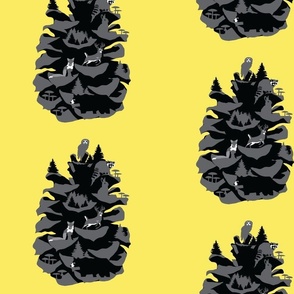 Pinecone Small (3inx4.5in) on Yellow