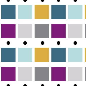 Geometric, Modern, Squares, Teal, Purple, Gray, Grey, Yellow, Black, JG Anchor Designs