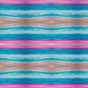 Ocean Waves with Pink and Coral Sunset small scale Horizontal