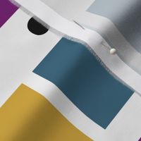 Geometric, modern, small print, teal, purple, yellow, grey,  jg anchor designs