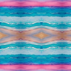 Ocean Waves with Pink and Coral Sunset Horizontal large scale