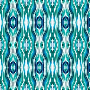 Saphire Gems Teal Waves Vertical Watercolor
