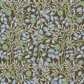 Arts & Crafts Intricate Nature - William Morris Inspired - Blue and Olive Green