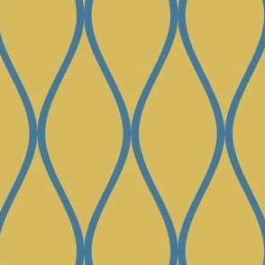 Trellis Gold with mid blue lines -Large