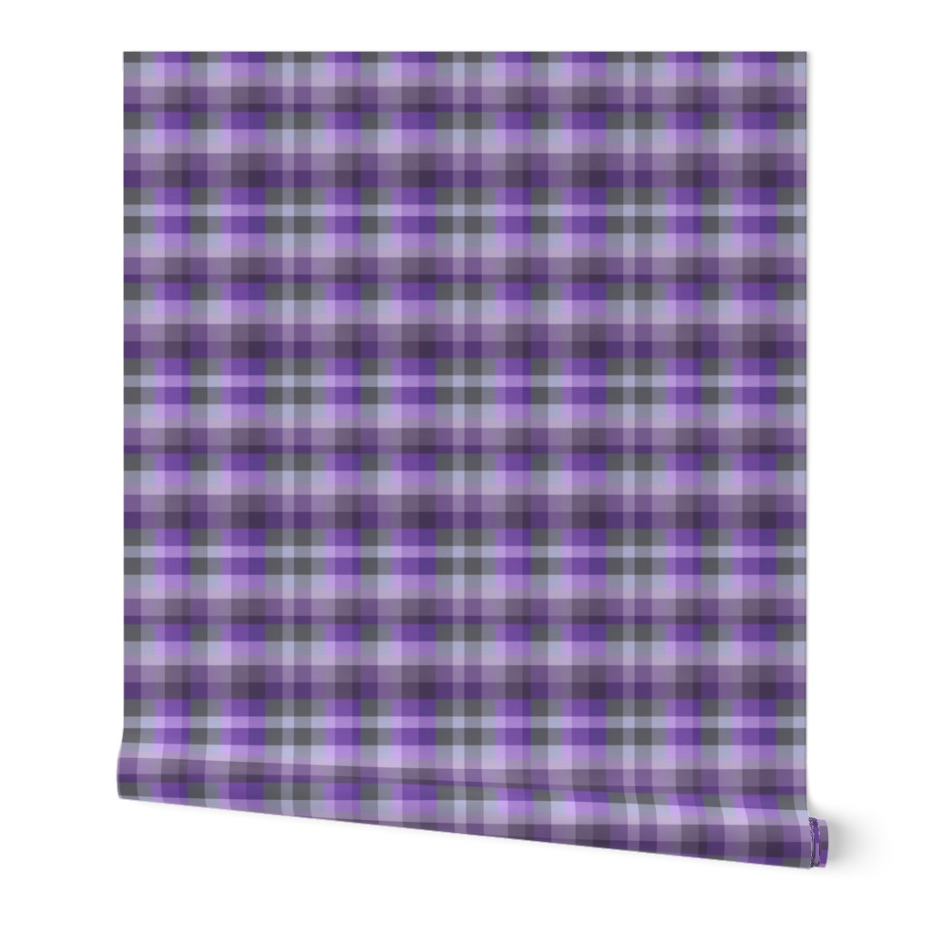 Summer spicy plaid tartan check lilac, lilac grey, purple  textured 6” repeat