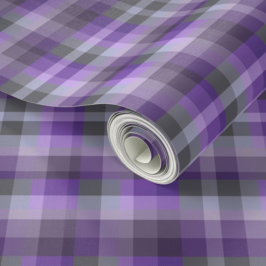 Summer spicy plaid tartan check lilac, lilac grey, purple  textured 6” repeat