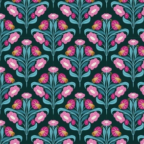 Bright  floral_Pink and dark blue_SMALL