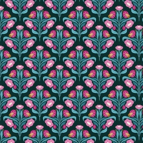 Bright  floral_Pink and dark blue_MICRO