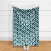 Purrfect Purradise - turquoise and teal blue, small 