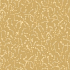 Art deco Moss Horsetail mustard old gold large wallpaper scale by Pippa Shaw