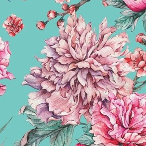 Turquoise spring peonies