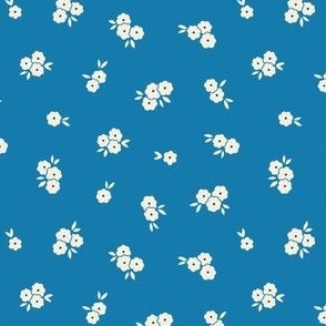 Pretty Blossoms Floral | Small Scale Ditsy | Azure Blue