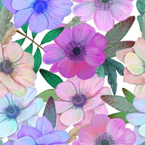 Hand Drawn Anemone Floral Beautiful Pattern