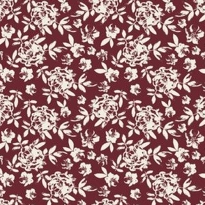Burgundy and Cream Tiny Floral (3")