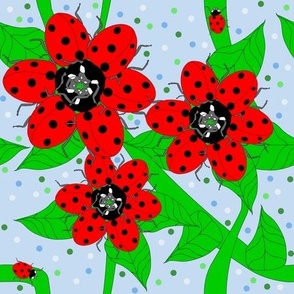 Smaller Ladybug Flowers Polka Dots 
