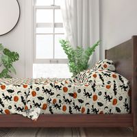 Bats and Jacks ~ Black on Cream with Orange Jacks