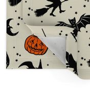 Bats and Jacks ~ Black on Cream with Orange Jacks