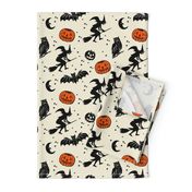 Bats and Jacks ~ Black on Cream with Orange Jacks